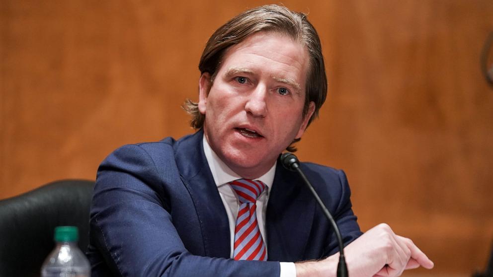 PHOTO: Chris Krebs testifies during a Senate Homeland Security and Governmental Affairs Committee hearing to discuss election security and the 2020 election process on December 16, 2020 in Washington, DC.