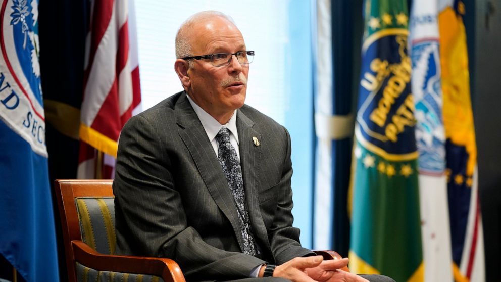PHOTO: U.S. Customs and Border Protection Commissioner Chris Magnus speaks during an interview in his office with The Associated Press, Tuesday, Feb. 8, 2022, in Washington.