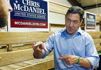 PHOTO: U.S. Senate candidate Chris McDaniel answers a voters question at a meet and greet dinner in Taylorsville, Miss., Sept. 6, 2018.