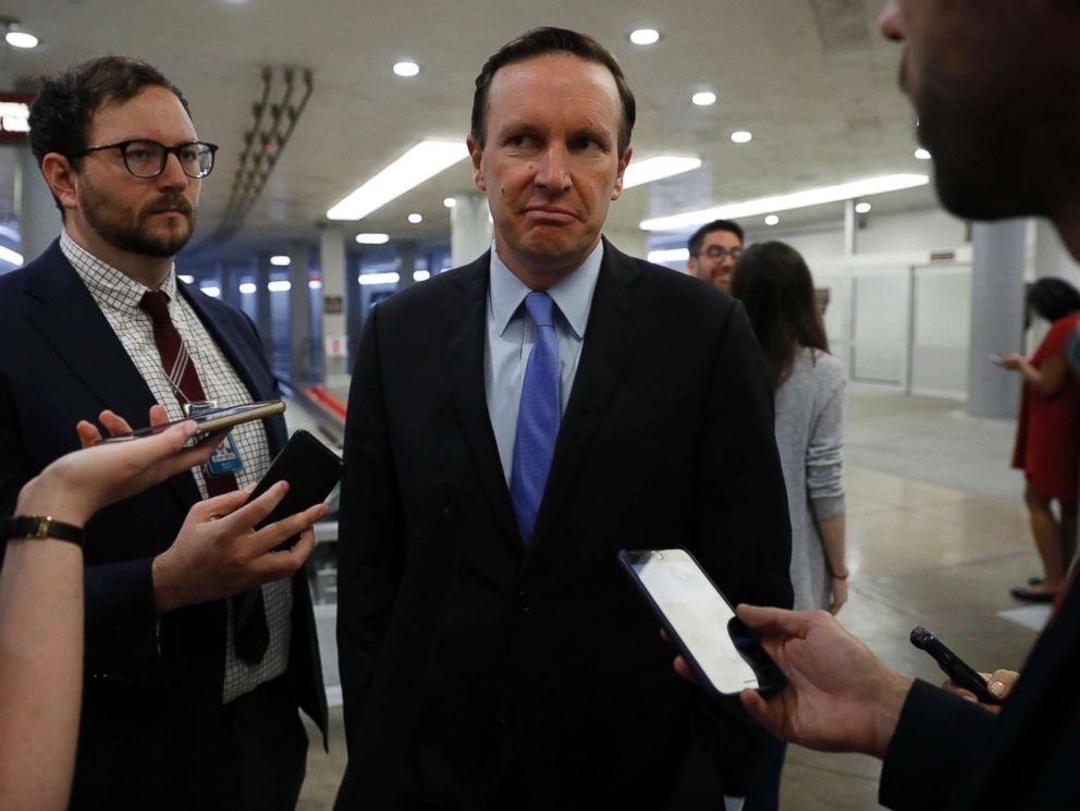PHOTO: Sen. Chris Murphy speaks with reporters ahead of the weekly policy luncheons at the U.S. Capitol on June 26, 2018 in Washington, D.C.