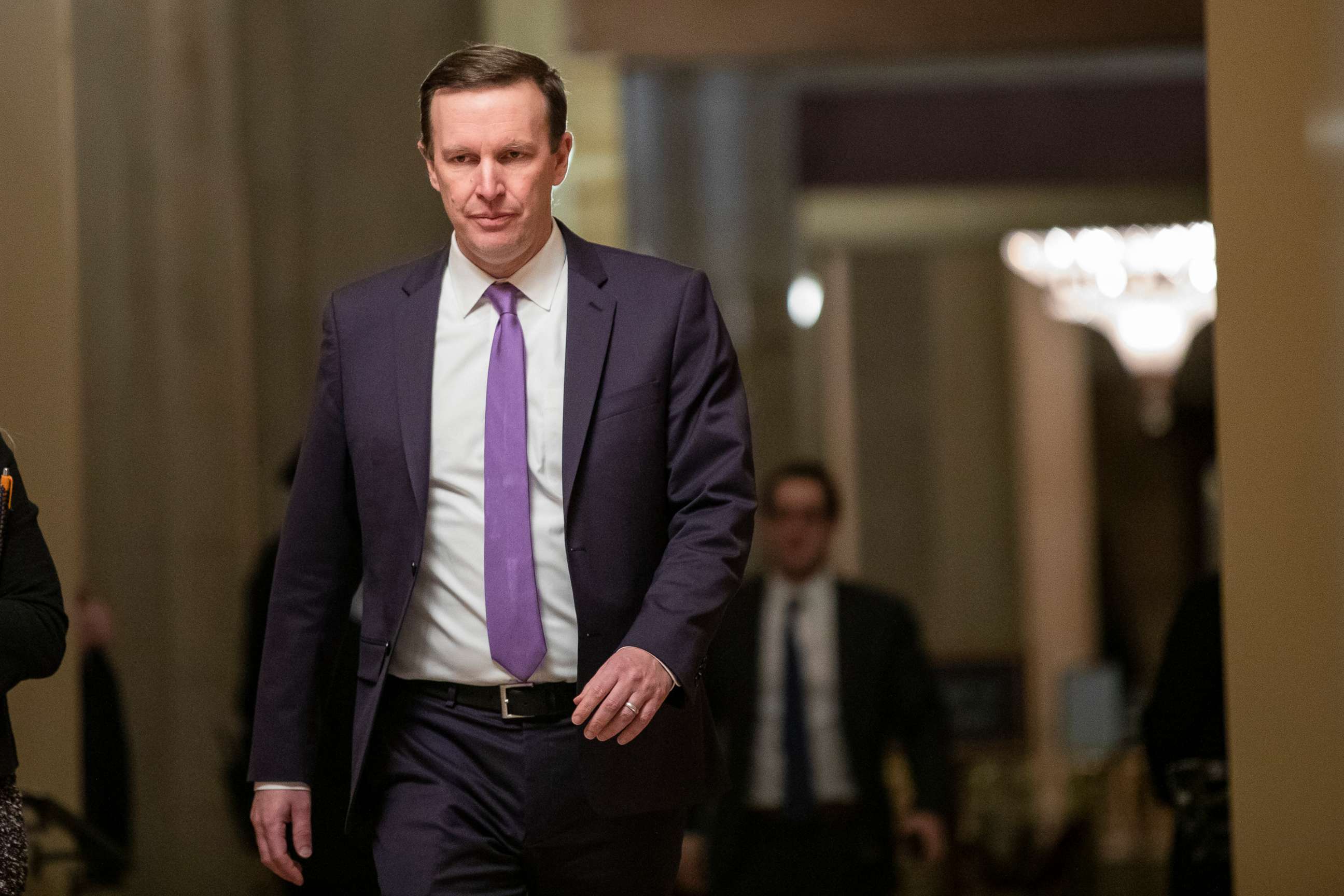PHOTO: In this Jan. 29, 2020, file photo, Sen. Chris Murphy returns to the Senate floor following a recess in the Senate impeachment trial in Washington, DC.