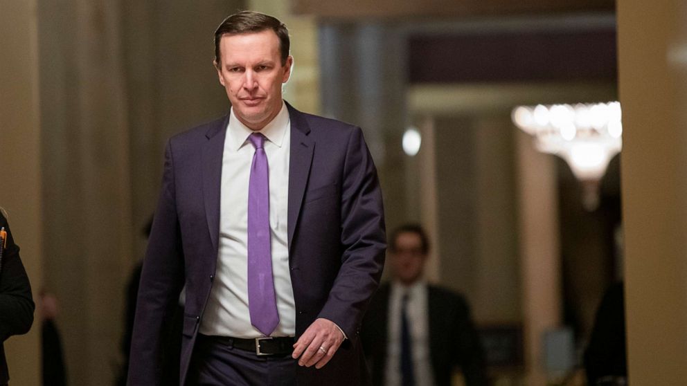 PHOTO: In this Jan. 29, 2020, file photo, Sen. Chris Murphy returns to the Senate floor following a recess in the Senate impeachment trial in Washington, DC.