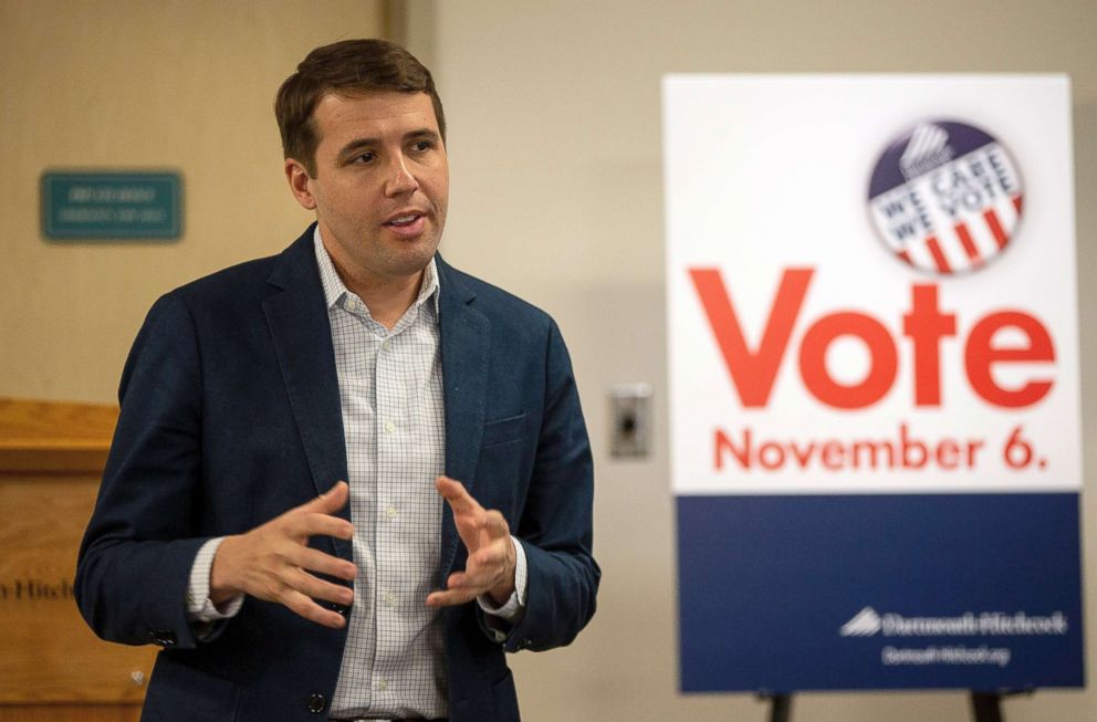 PHOTO: Democratic candidate for Congress Chris Papas meets with voters at the Dartmouth-Hitchcock Hospital in Manchester, New Hampshire, Oct. 30, 2018.