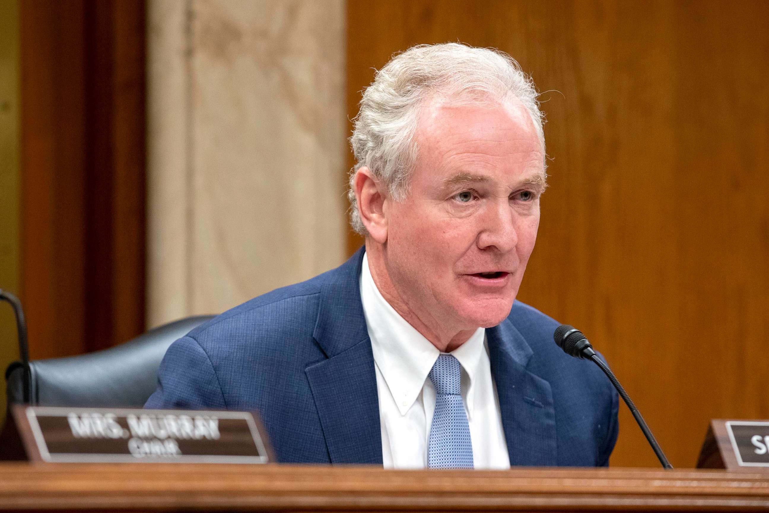 PHOTO: In this March 22, 2023, file photo, Sen. Chris Van Hollen speaks during a senate appropriations subcommittee hearing at the Capitol in Washington, D.C.