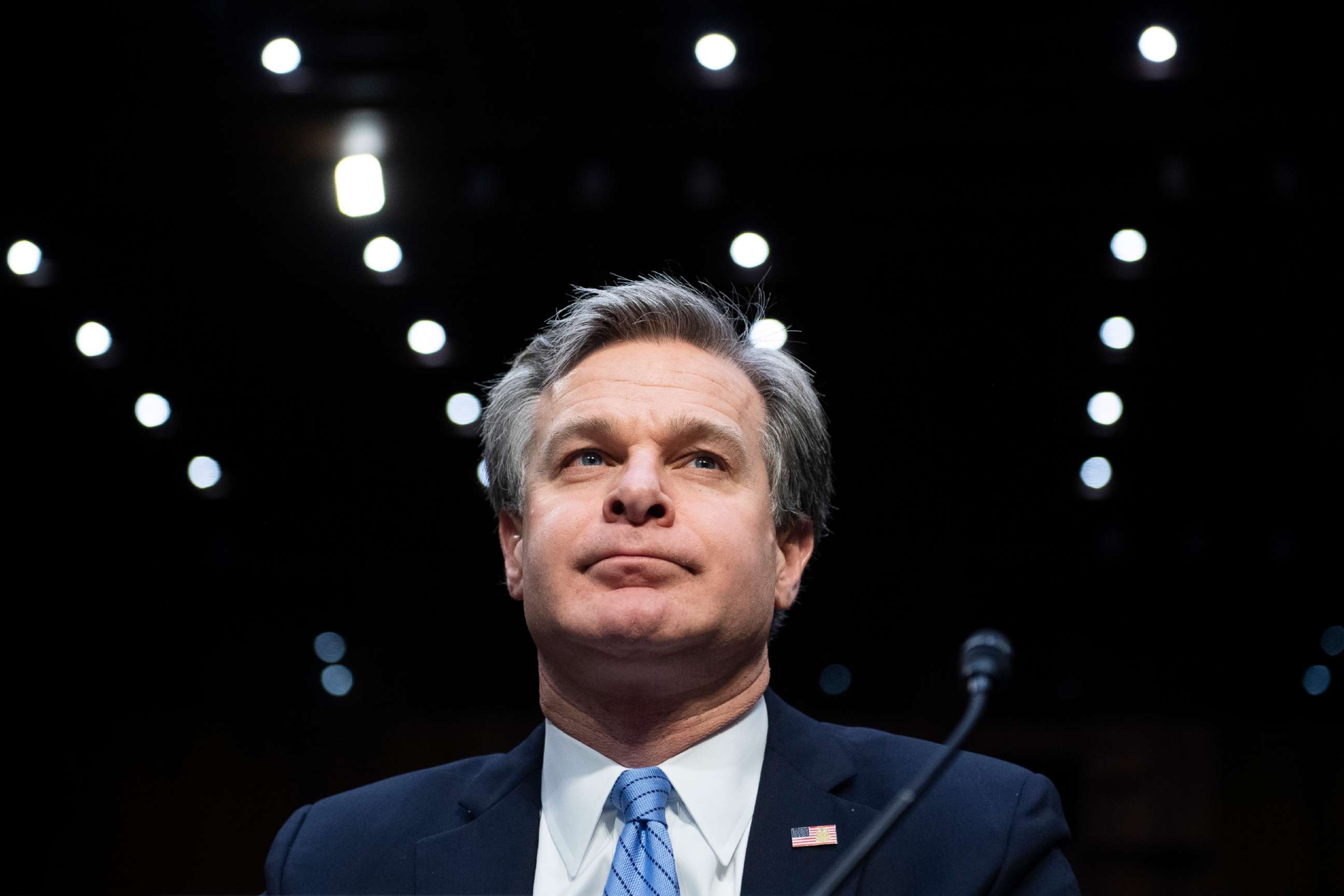 PHOTO: FBI Director Christopher Wray arrives for the Senate Homeland Security and Governmental Affairs Committee hearing titled Threats to the Homeland, on Capitol Hill in Washington, Nov. 5, 2019.