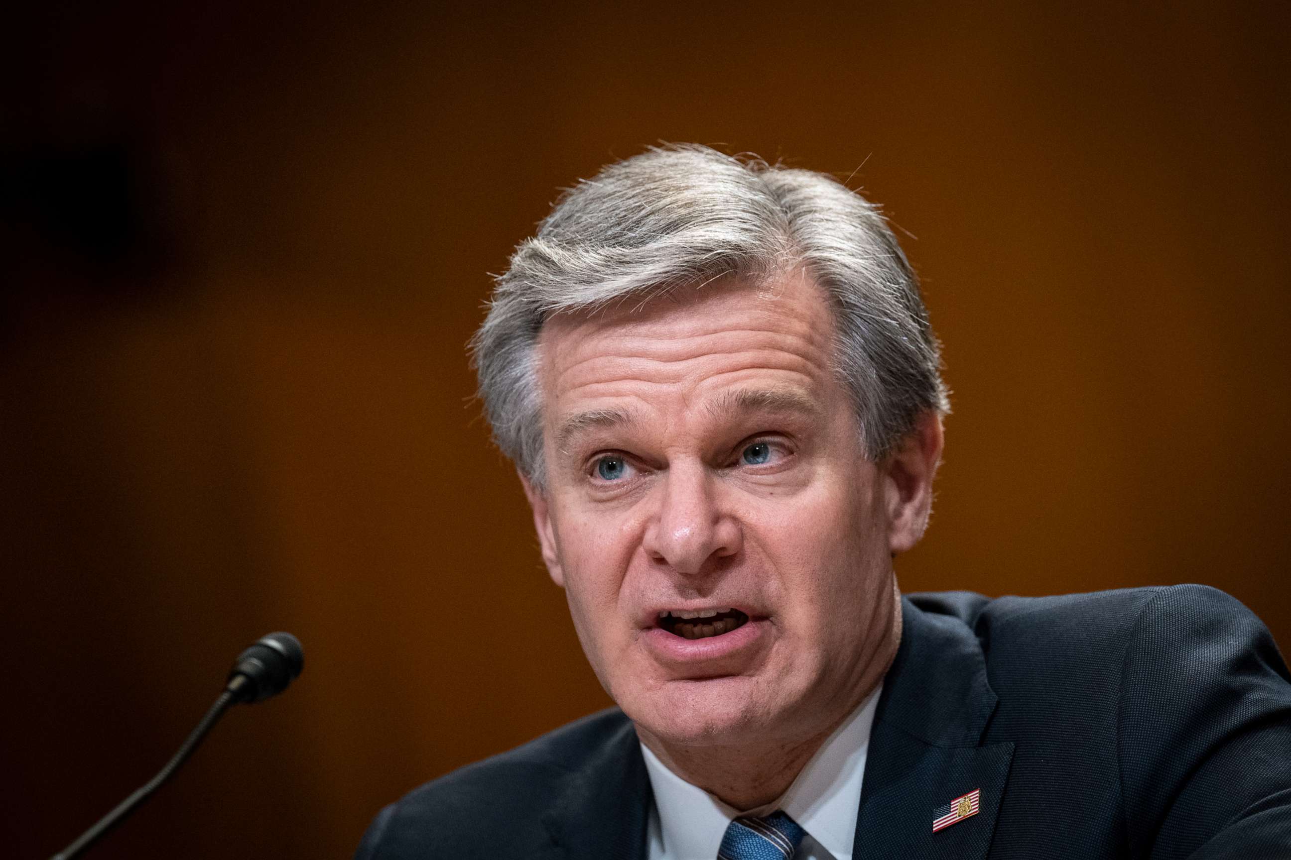 PHOTO: FBI Director Christopher Wray testifies during a Senate Appropriations Subcommittee on Commerce, Justice, Science, and Related Agencies hearing on Capitol Hill, May 10, 2023 in Washington, DC.