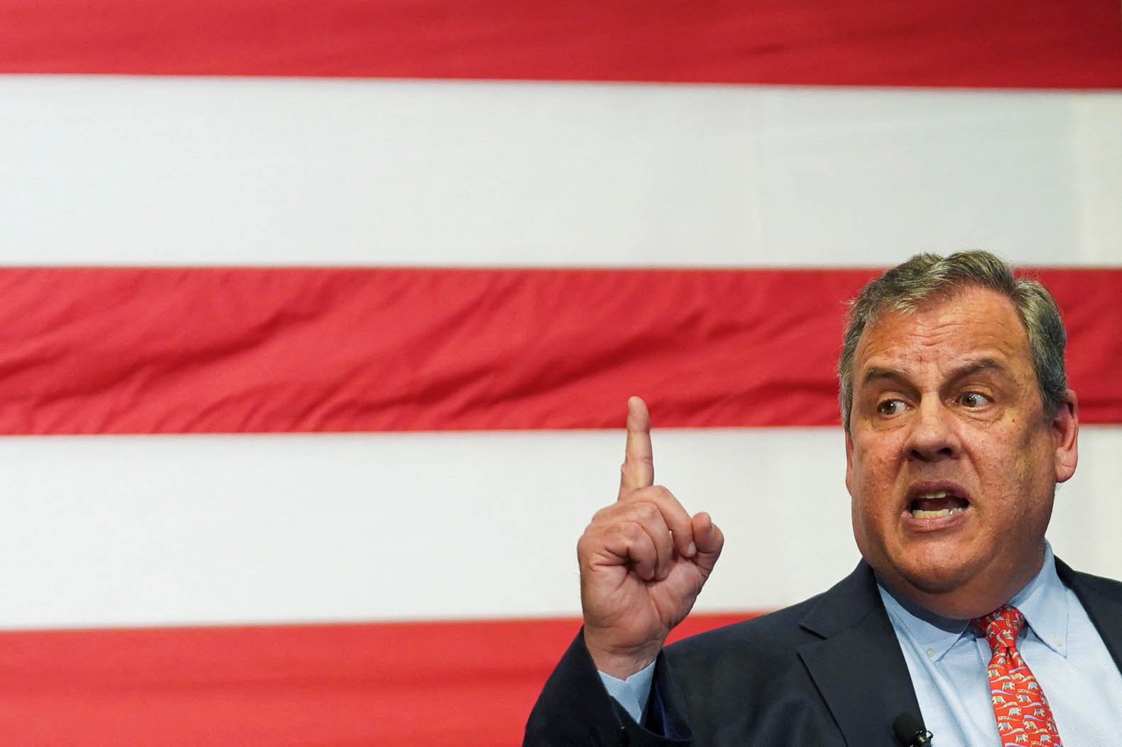 PHOTO: Former New Jersey Governor Chris Christie answers a question as he launches his bid for the 2024 Republican presidential nomination at the New Hampshire Institute of Politics in Manchester, N,H., June 6, 2023.