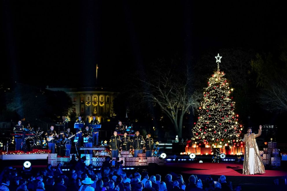 PHOTO: Billy Porter performs as President Joe Biden and first lady Jill Biden attend the National Christmas Tree lighting ceremony at the Ellipse near the White House, Thursday, Dec. 2, 2021, in Washington.