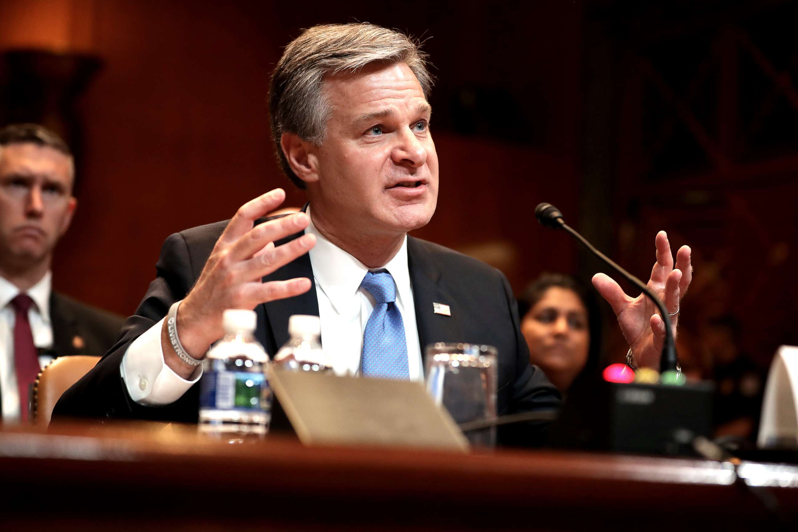 PHOTO: Federal Bureau of Investigation Director Christopher Wray testifies before the Senate Appropriations Committee on the bureau's FY 2020 budget on Capitol Hill May 07, 2019, in Washington, D.C. 