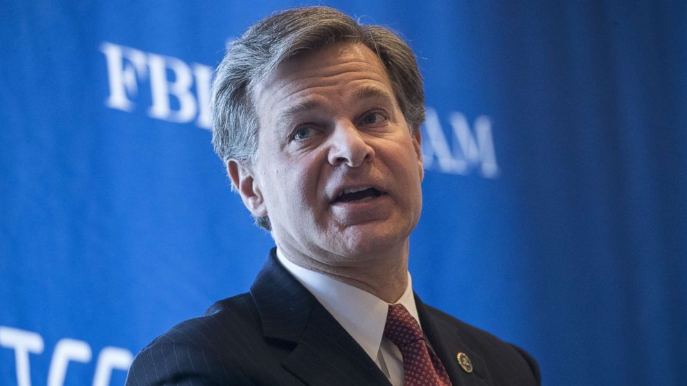 FBI Director Christopher Wray speaks during the International Conference on Cyber Security at Fordham University at Lincoln Center, Jan. 9, 2018 in New York City. 