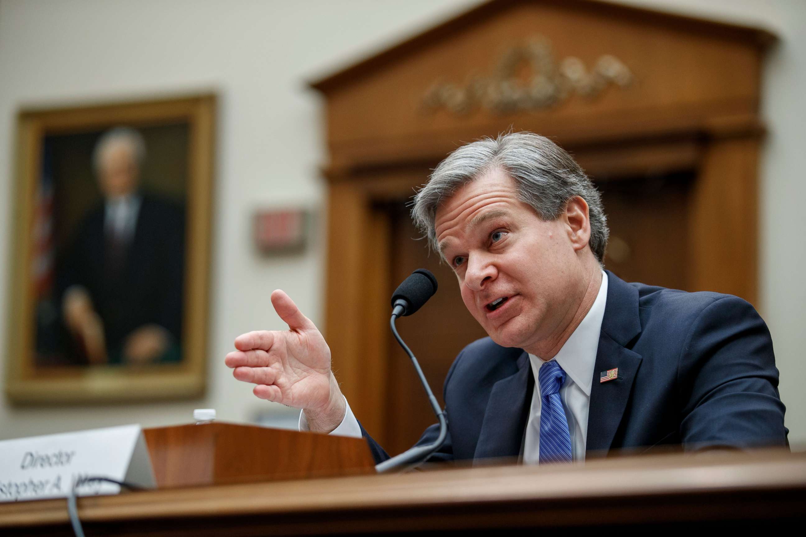 PHOTO: FBI Director Christopher Wray testifies during the House Judiciary Committee hearing on 'Oversight of the Federal Bureau of Investigation' on Capitol Hill in Washington, Feb. 2020.