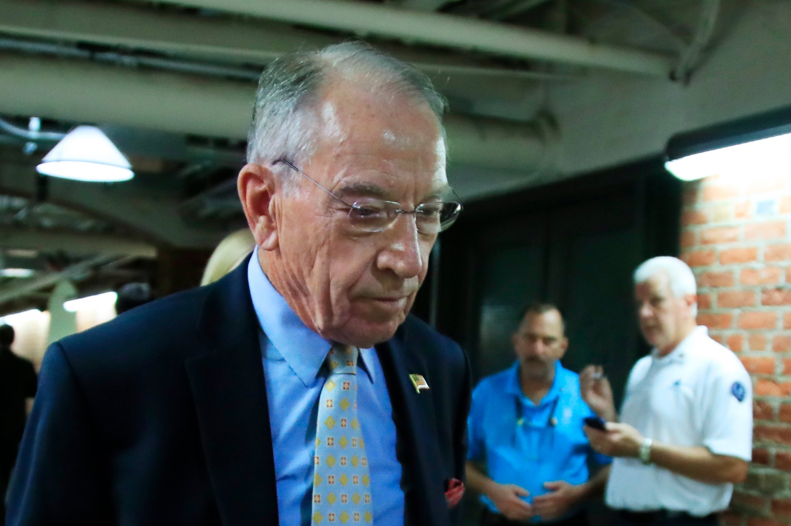 PHOTO: Senate Judiciary Committee Chairman Sen. Chuck Grassley, R-Iowa, walks through a tunnel towards the Dirksen Senate Building on Capitol Hill in Washington, Wednesday, Sept. 19, 2018.