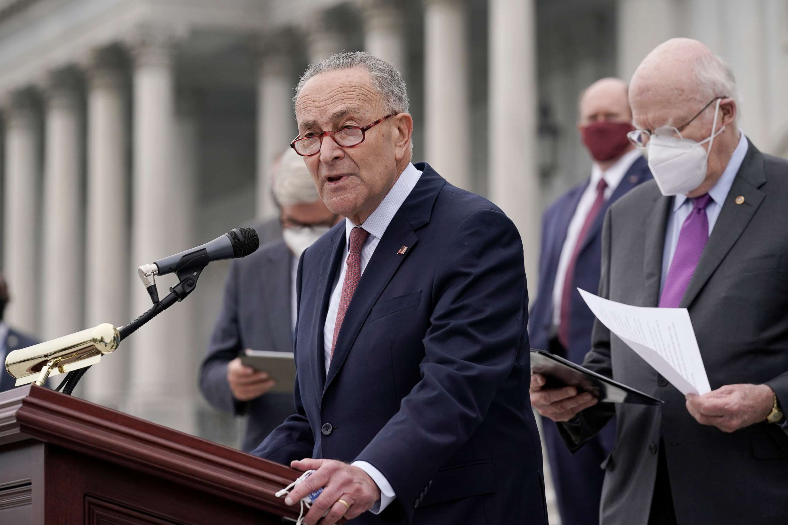 PHOTO: Senate Minority Leader Chuck Schumer holds a news conference at the Capitol in Washington, Oct. 22, 2020.