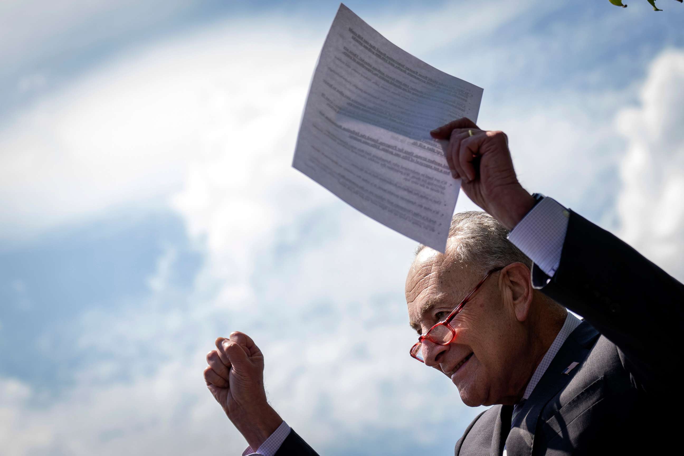 PHOTO: Senate Majority Leader Chuck Schumer arrives to a news conference about the Inflation Reduction Act outside the U.S. Capitol, Aug. 4, 2022, in Washington, DC.