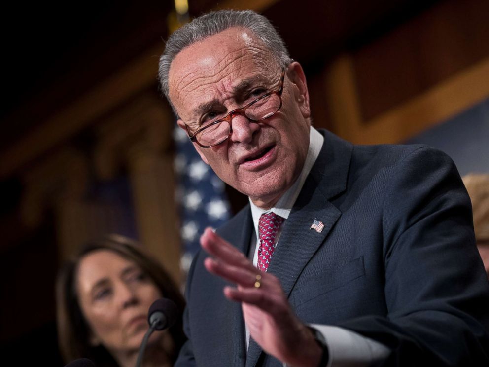 PHOTO: Senate Minority Leader Chuck Schumer speaks during a press conference to discuss their proposals for raising the 401(k) pre-tax contribution limits, Oct. 31, 2017 in Washington, D.C.