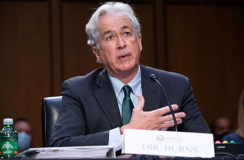 PHOTO: In this April 14, 2021, file photo, CIA Director William Burns testifies during a Senate Select Committee on Intelligence hearing about worldwide threats, on Capitol Hill in Washington, D.C.