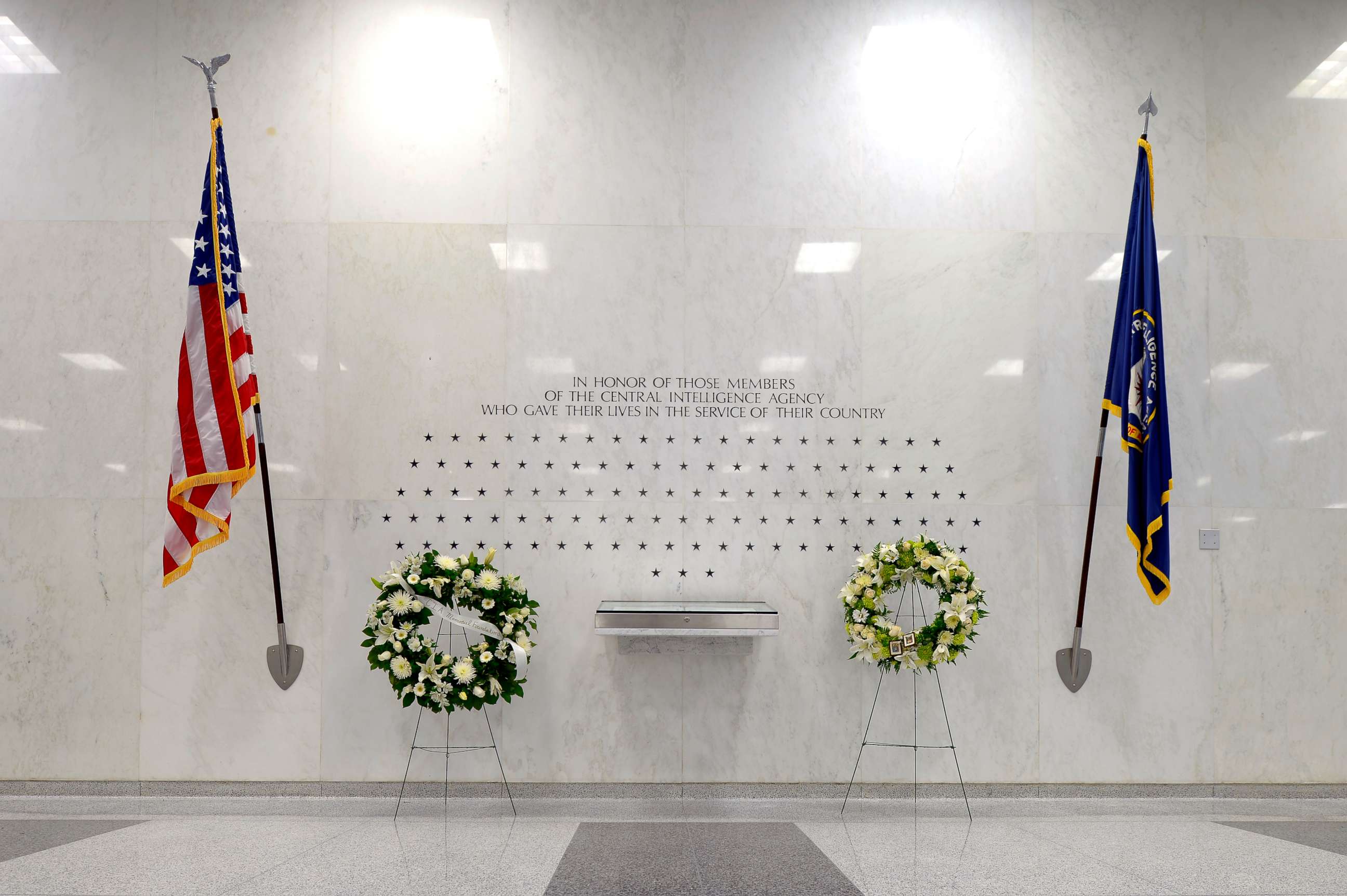 PHOTO: The CIA Memorial Wall in the lobby of the CIA Headquarters has stars signifying the agents and contractors killed in the line of duty working for the CIA.