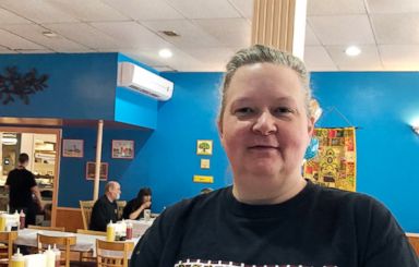 PHOTO: Gulfport resident Mary Cox, 50, sits in Peties Eats Downtown in Gulfport, Miss., Oct. 28, 2018.