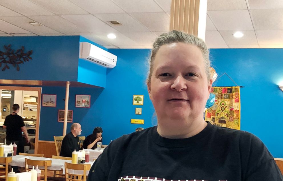 PHOTO: Gulfport resident Mary Cox, 50, sits in Petie's Eats Downtown in Gulfport, Miss., Oct. 28, 2018.