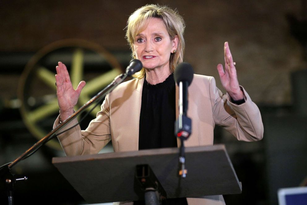 PHOTO: Senator Cindy Hyde-Smith speaks during a campaign event in Meridian, Mississippi, Nov. 25, 2018.