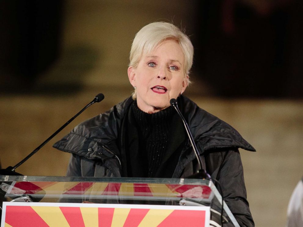 PHOTO: Cindy McCain, wife of late Senator John McCain, speaks during a campaign rally with Martha McSally, not pictured, outside the Historic Yavapai County Courthouse in Prescott, Ariz., Nov. 5, 2018.