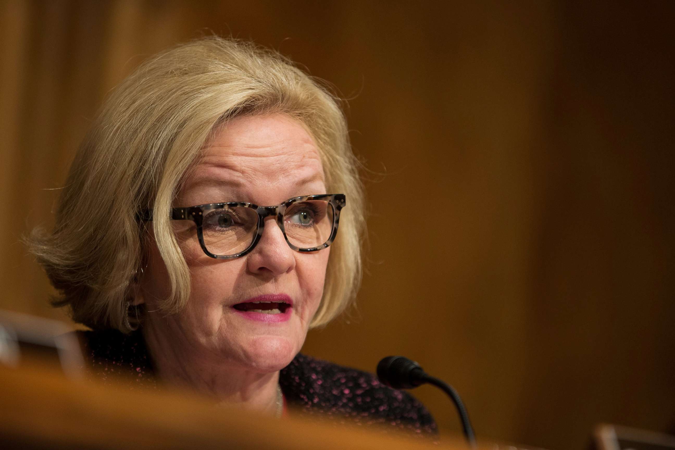 PHOTO: Senate Homeland Ranking Member Sen. Claire McCaskill speaks during a committee hearing on April 5, 2017 on Capitol Hill in Washington.