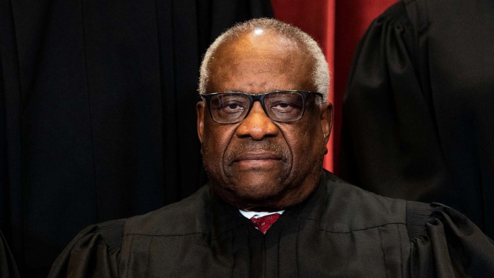 PHOTO: Clarence Thomas, associate justice of the U.S. Supreme Court, during the formal group photograph at the Supreme Court in Washington, D.C., April 23, 2021.