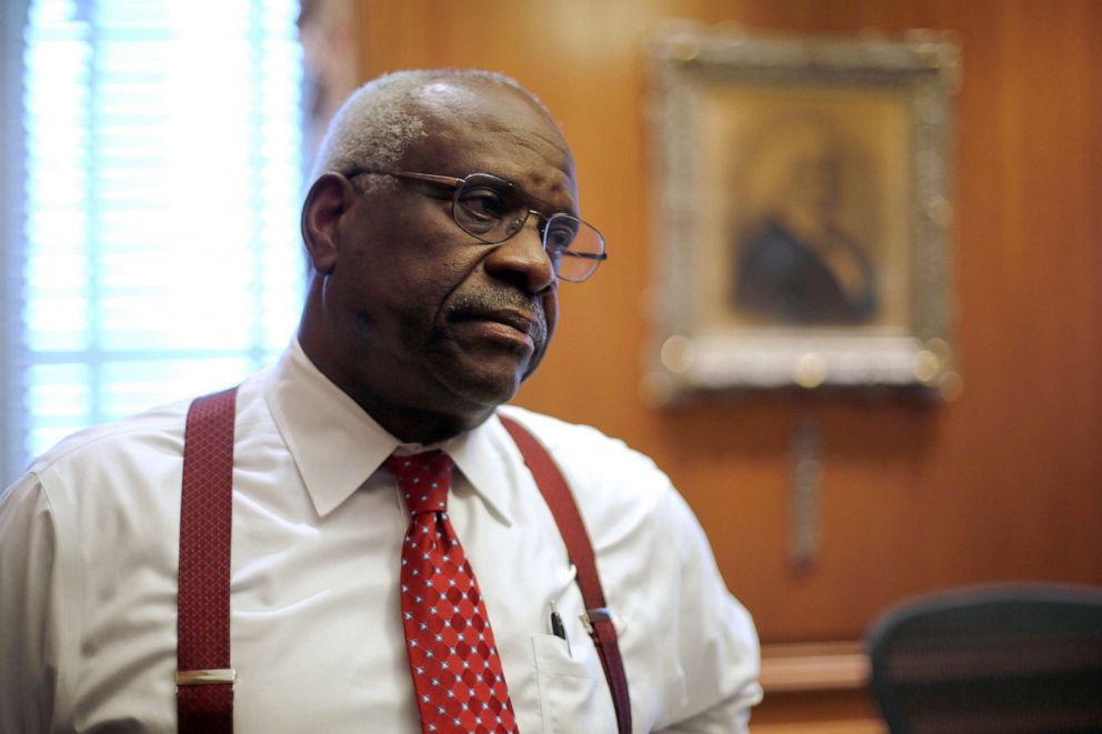 PHOTO: Supreme Court Justice Clarence Thomas is seen in his chambers at the U.S. Supreme Court building in Washington, U.S. June 6, 2016.