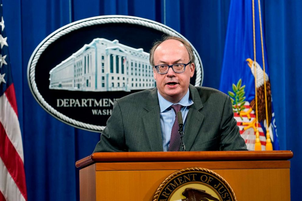 PHOTO: Jeff Clark, Assistant Attorney General for the Environment and Natural Resources Division, speaks during a news conference at the Justice Department in Washington, D.C., Sept. 14, 2020.