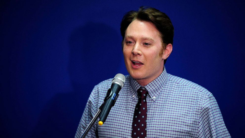 PHOTO: IN this Nov. 4, 2014, file photo, Clay Aiken, Democratic candidate for U.S. Congress in North Carolina's Second District, gives his concession speech during his election night party at Cafe 121 in Sanford, N.C.