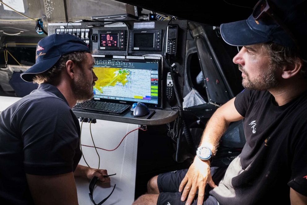 PHOTO: Boris Herrmann and Pierre Casiraghi are seen inside the Malizia II.