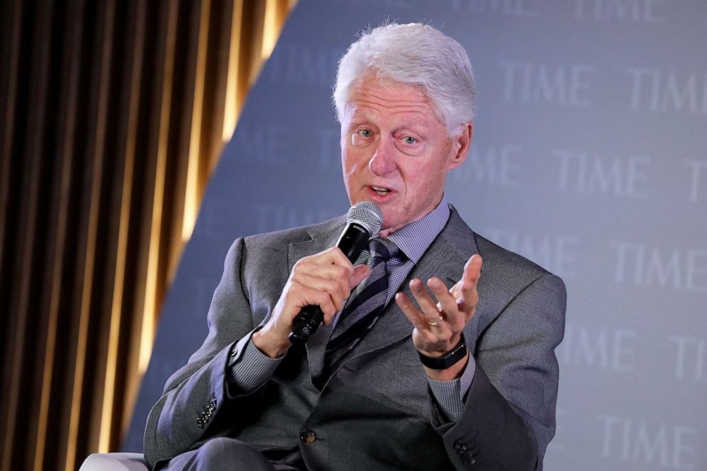 PHOTO: Former U.S. President Bill Clinton speaks onstage during the TIME 100 Health Summit at Pier 17 on October 17, 2019 in New York City.