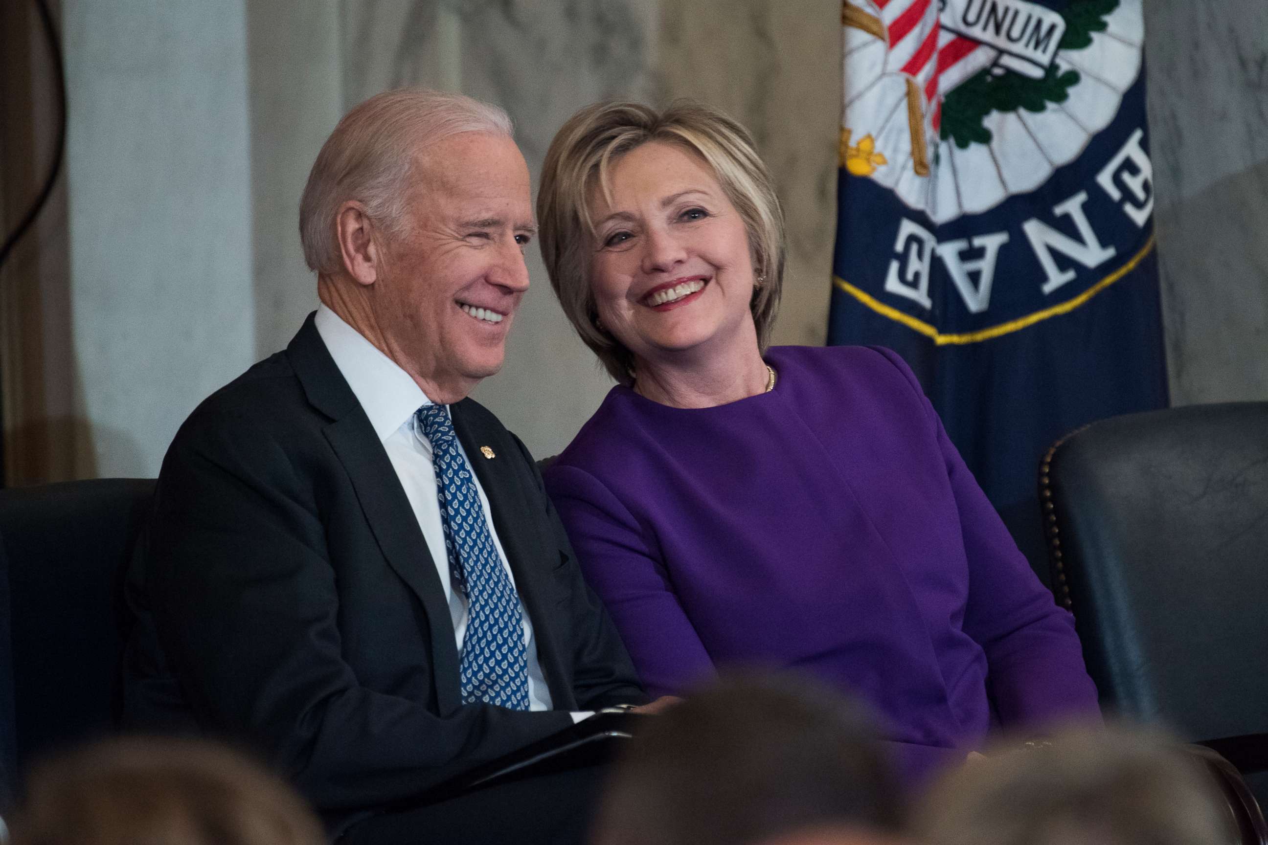 PHOTO: Former Vice President Joe Biden and former Secretary of State Hillary Clinton attend an event, De. 8, 2016 in Washington.