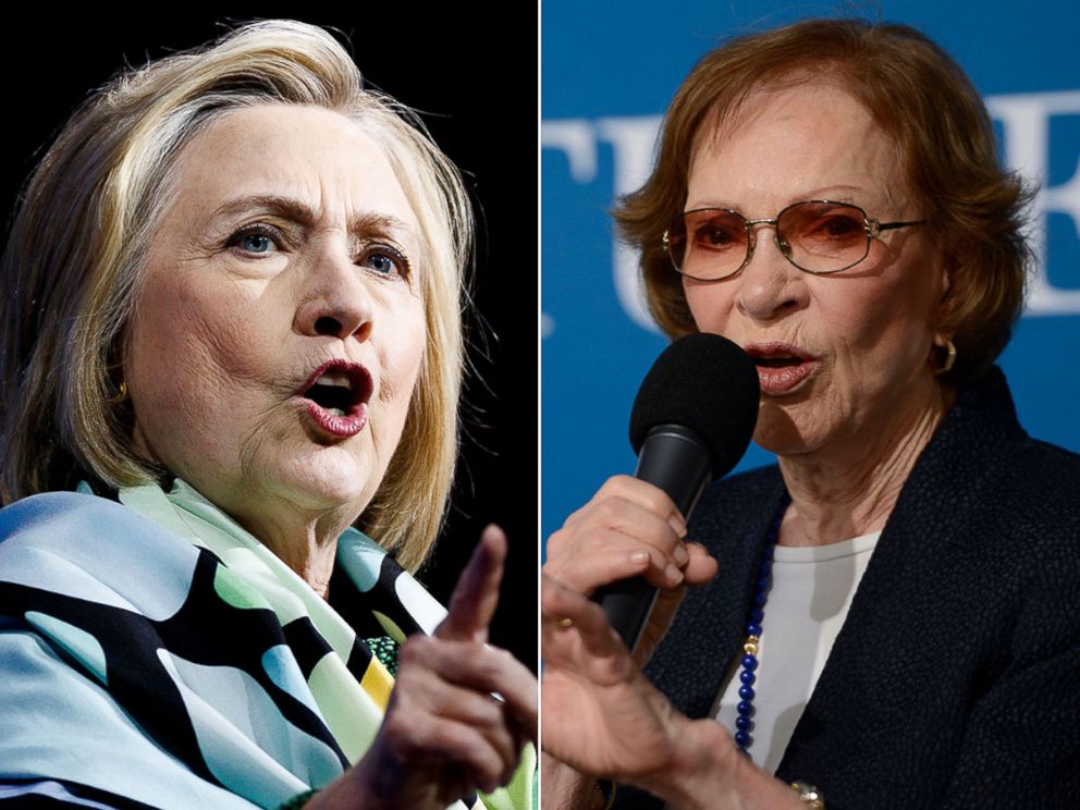 PHOTO: Hillary Clinton, left, and Rosalynn Carter