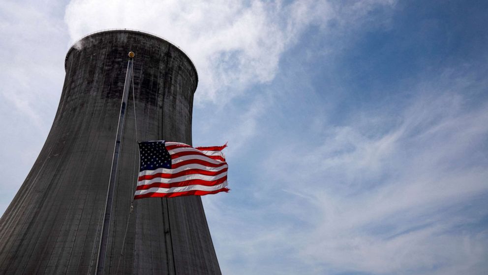 PHOTO: A coal-fired power plant's cooling tower at Duke Energy's Crystal River Energy Complex in Crystal River, Fla., March 26, 2021.