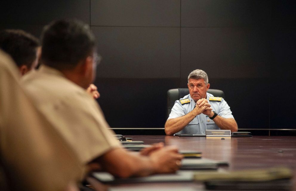 PHOTO: Coast Guard Commandant Adm. Karl Schultz meets with partners from Joint Interagency Task Force South, a multiservice, multiagecy task force at Coast Guard Headquarters in Washington, D.C., Aug. 29, 2018.