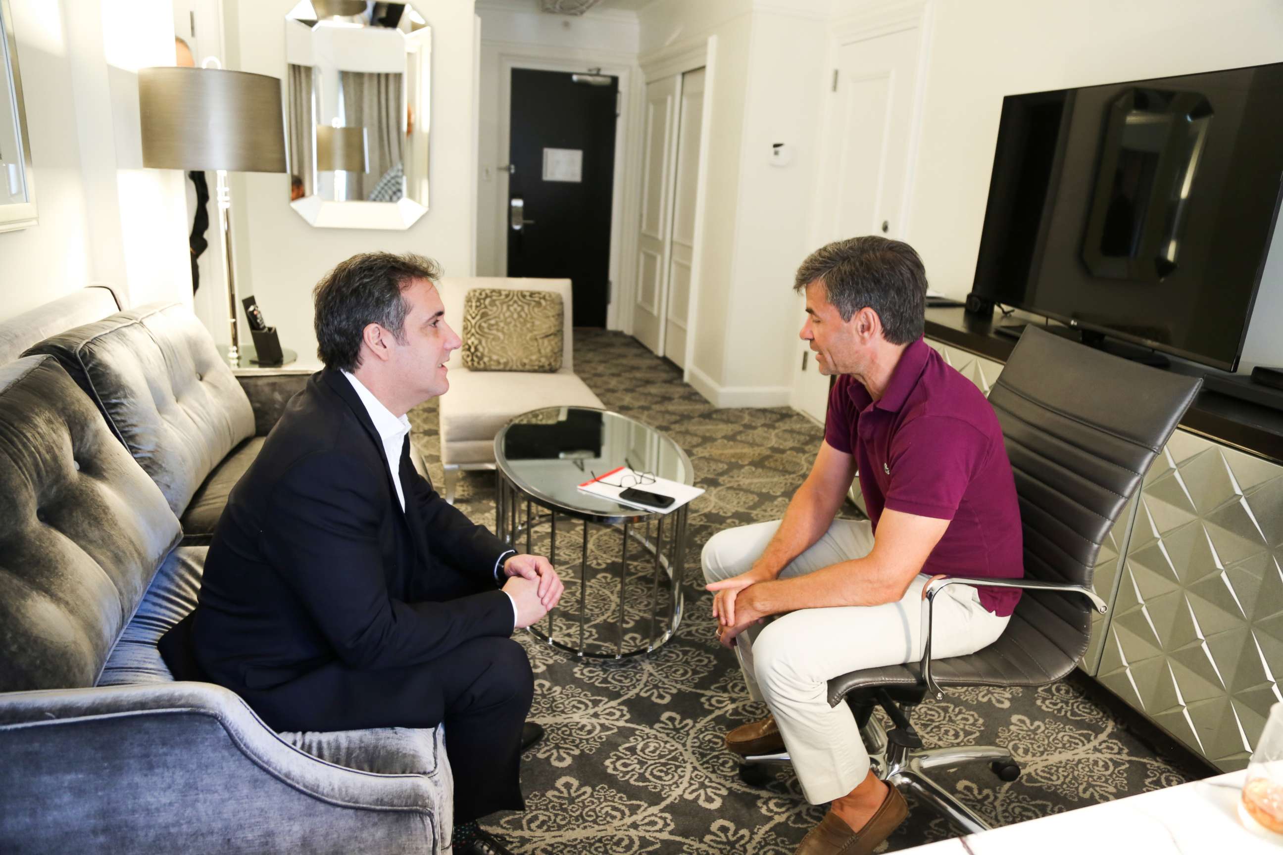 PHOTO: ABC News' George Stephanopoulos interviewing Michael Cohen, who was formerly an attorney for President Donald Trump.