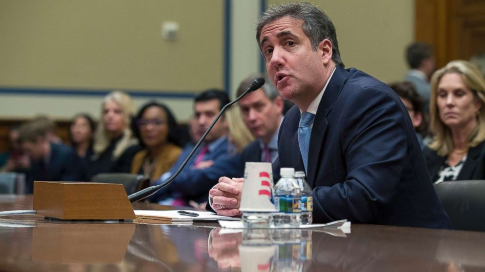 PHOTO: Michael Cohen, President Donald Trump's former lawyer, testifies before the House Oversight and Reform Committee, on Capitol Hill, Feb. 27, 2019, in Washington, D.C.