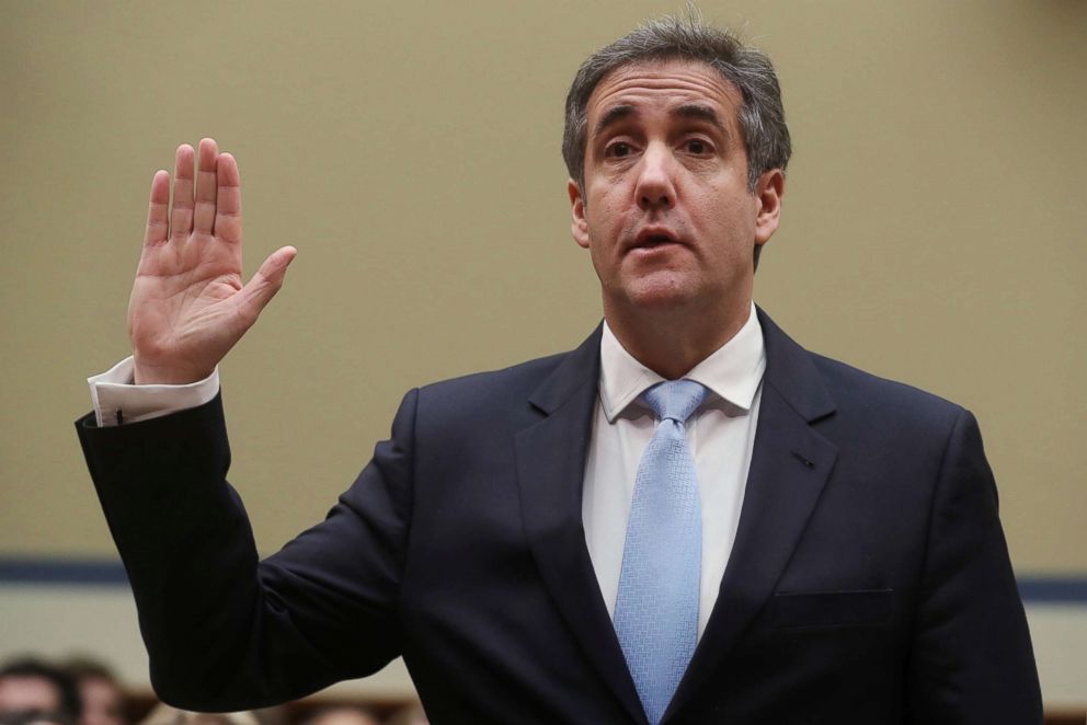 PHOTO: Michael Cohen, the former personal attorney of President Donald Trump, is sworn to testify before a House Committee on Oversight and Reform hearing on Capitol Hill in Washington, D.C., Feb. 27, 2019.