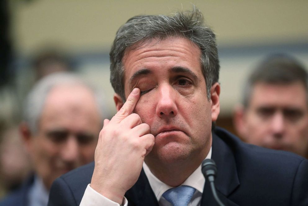 PHOTO: Former Trump personal attorney Michael Cohen reacts emotionally to the concluding statement of committee Chairman Rep Elijah Cummings following Cohen's testimony at a House Committee on Oversight and Reform hearing on Capitol Hill, Feb. 27, 2019.