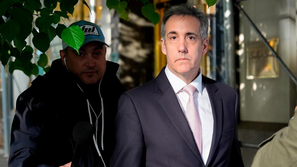 PHOTO: Michael Cohen leaves his apartment building on his way to Manhattan criminal court, May 13, 2024, in New York.