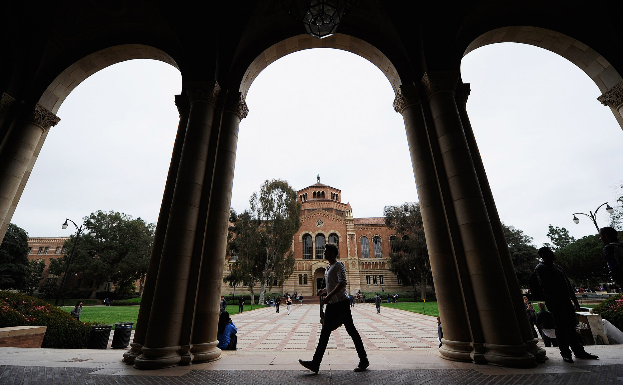 PHOTO: A student walks near Royce Hall on the campus of UCLA in Los Angeles, April 23, 2012.