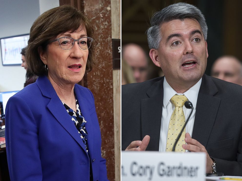 PHOTO: Maine Senator Susan Collins, left, and Colorado Senator Cory Gardner.