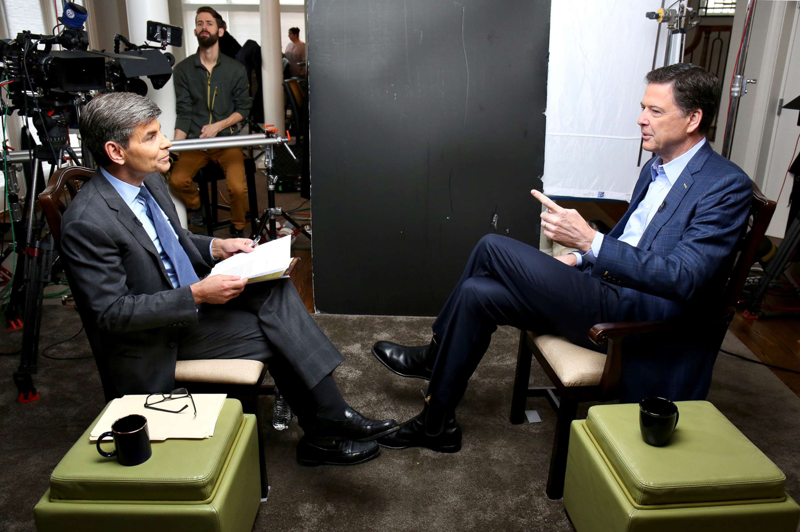 PHOTO: George Stephanopoulos sits down with former FBI director James Comey for an exclusive interview that will air during a primetime "20/20" special on Sunday, April 15, 2018 on the ABC Television Network.  