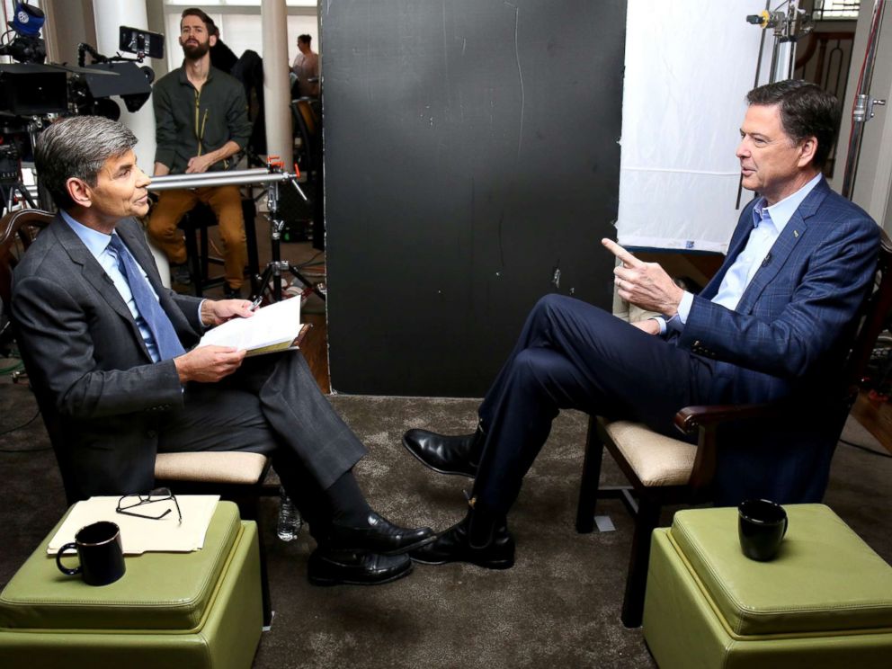 PHOTO: George Stephanopoulos sits down with former FBI director James Comey for an exclusive interview that will air during a primetime 20/20 special on Sunday, April 15, 2018 on the ABC Television Network.