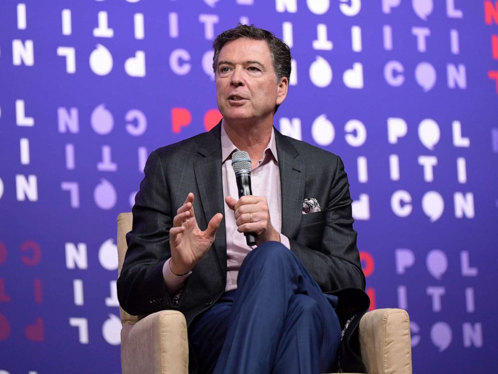 PHOTO: James Comey speaks onstage during the 2019 Politicon at Music City Center on Oct. 26, 2019, in Nashville, Tennessee.