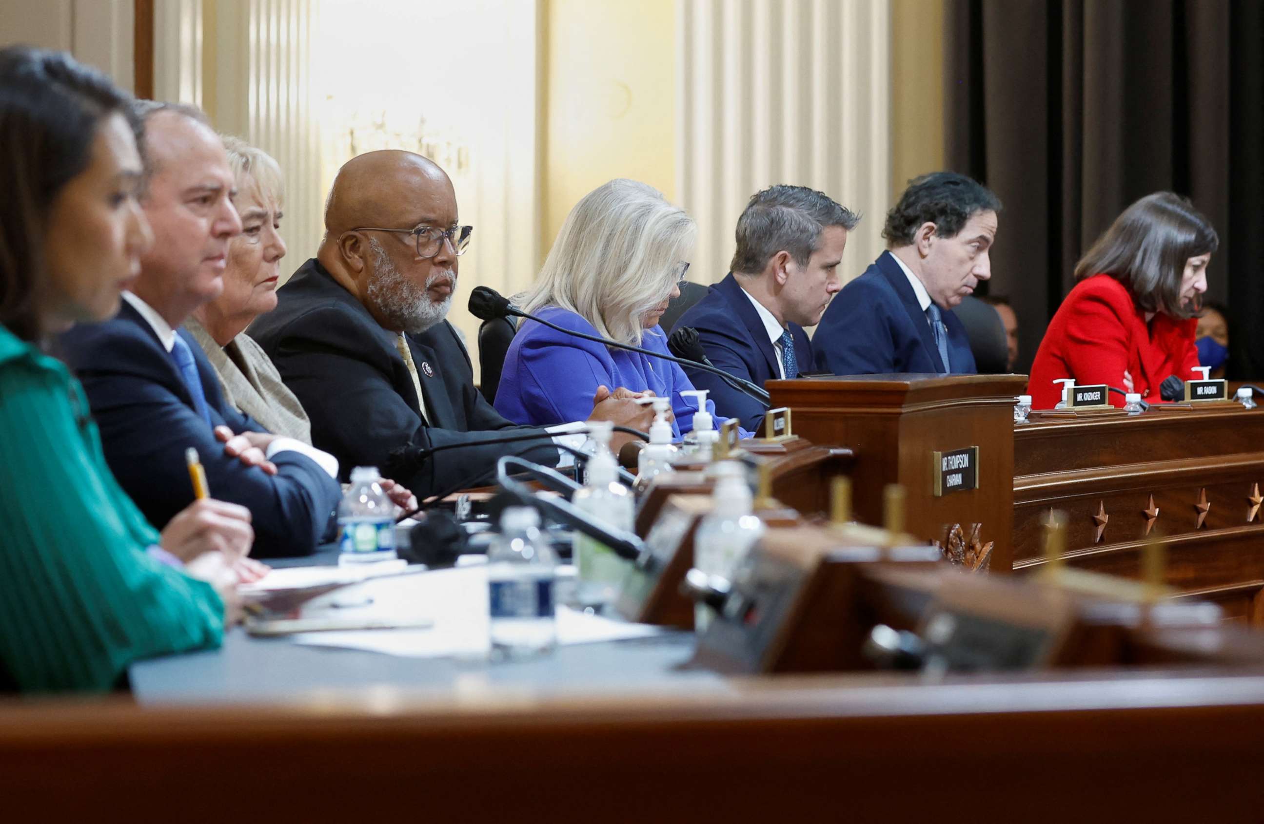 PHOTO: Members of the Committee attend the public hearing of the U.S. House Select Committee to Investigate the January 6 Attack on the United States Capitol, in Washington, D.C., June 9, 2022.