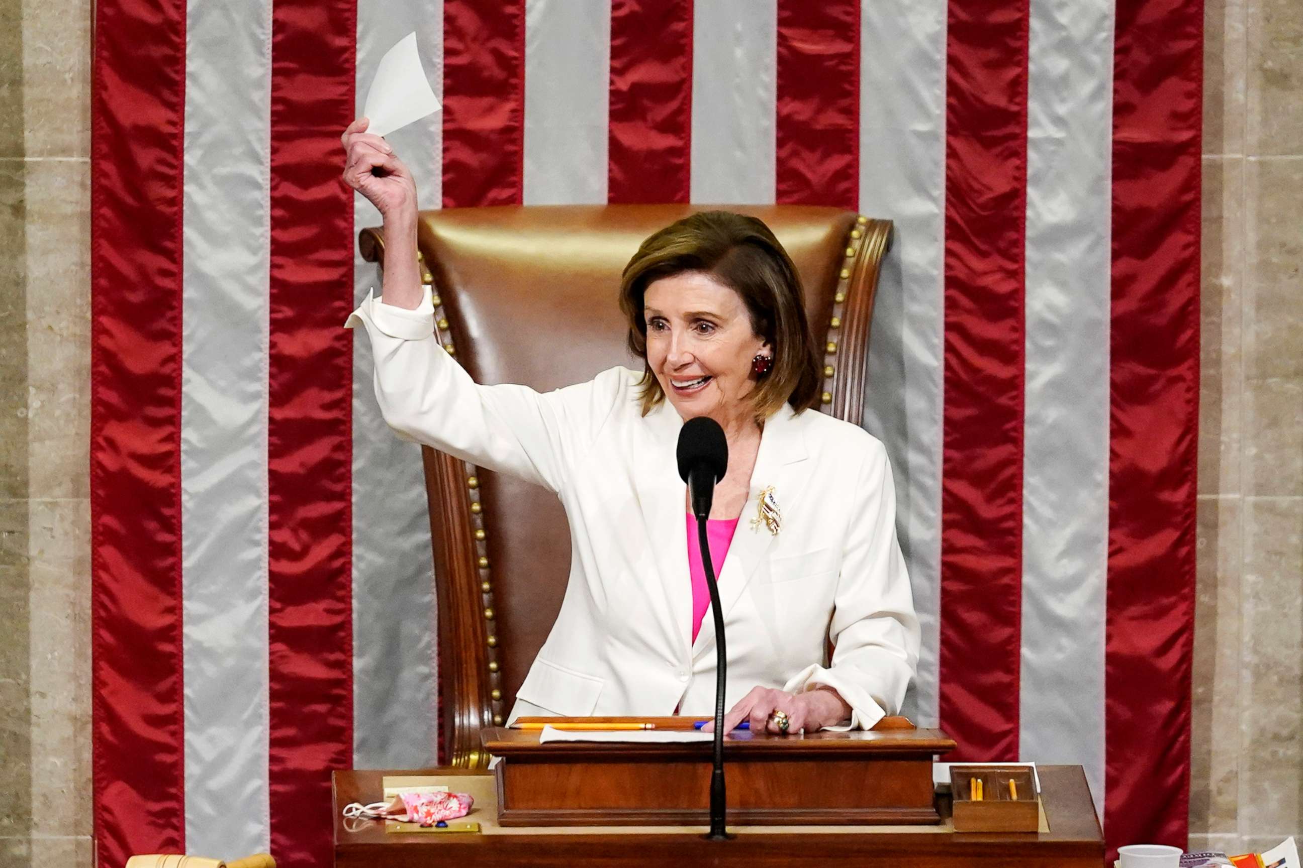 PHOTO: Speaker of the House Nancy Pelosi presides over House passage of President Joe Biden's expansive social and environment bill, at the Capitol in Washington, Nov. 19, 2021. 