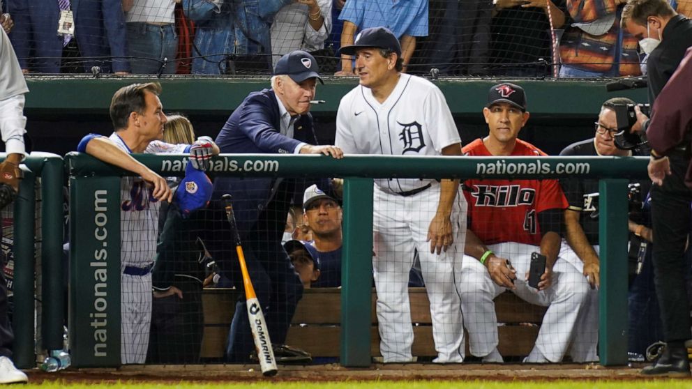 PHOTO: President Joe Biden attends the annual Congressional Baseball Game at Nationals Park in Washington, D.C., Sept. 29, 2021.