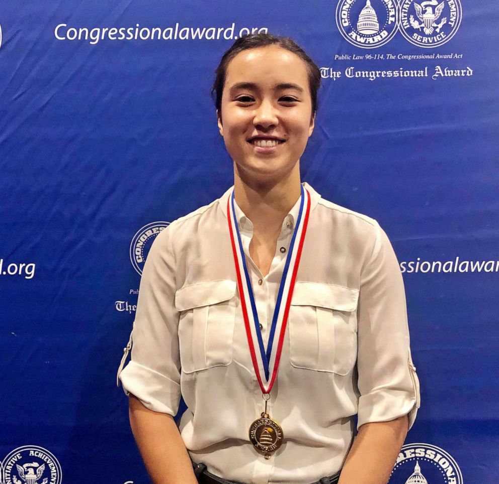 PHOTO: Alex Jin from Maryland poses for a photo after receiving her Congressional Gold Medal in Washington on June 20th, 2019.